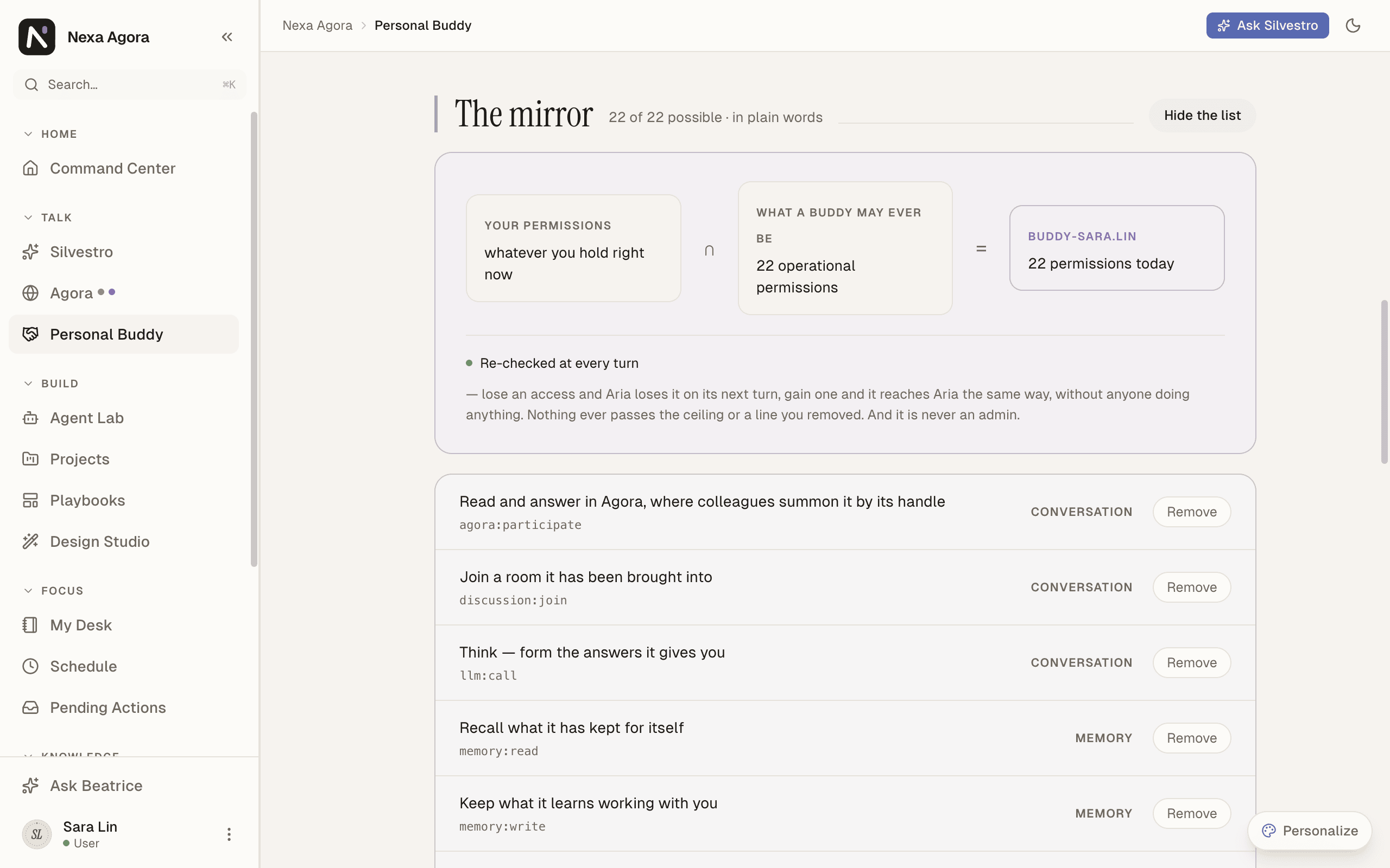 Read the mirror: the permissions your buddy inherited, in plain words.