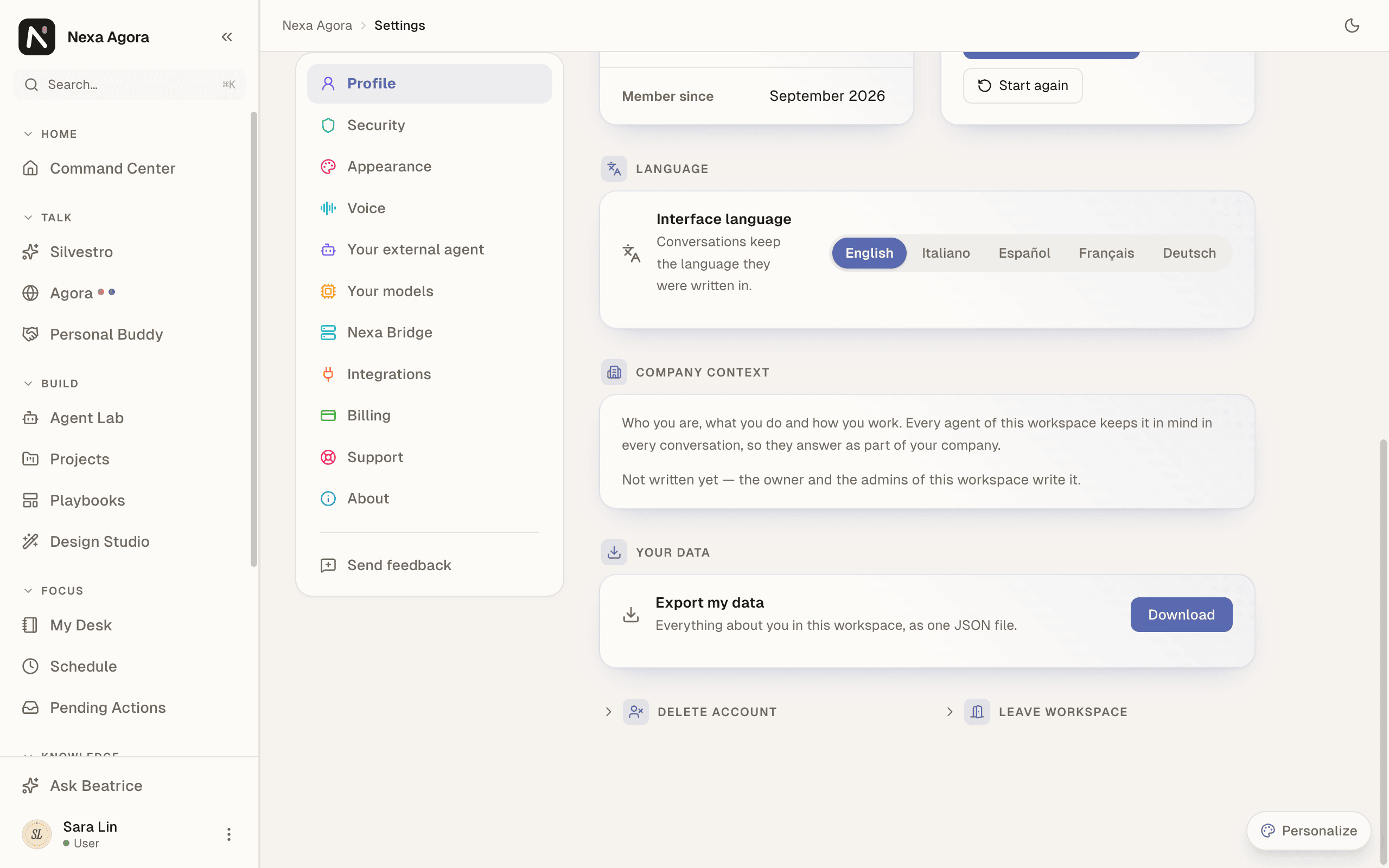 The member view when nothing is written: "Not written yet — the owner and the admins of this workspace write it."